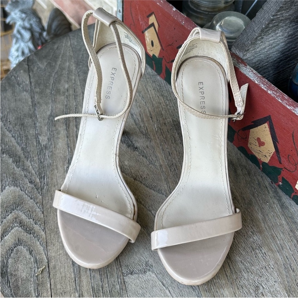 Express Cream Ankle Strap Open‎ Toe Heels